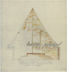 214607 Afbeelding van een gedeelte van de oostgevel van zuidelijke toren van de Nicolaikerk te Utrecht; met het ...
